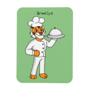 Cute funny tiger chef cartoon illustration magnet
