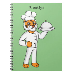 Cute funny tiger chef cartoon illustration notebook
