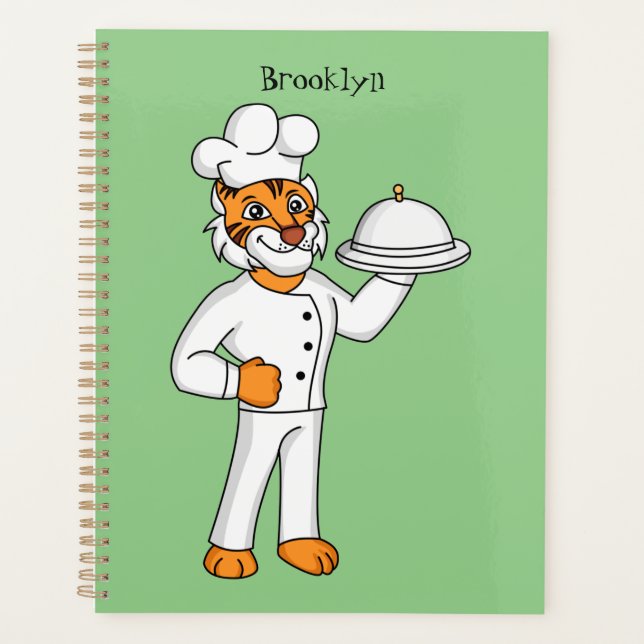 Cute funny tiger chef cartoon illustration planner (Front)