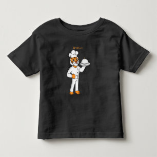 Cute funny tiger chef cartoon illustration toddler t-shirt