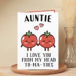 Cute Funny Tomato Pun Aunt Happy Birthday Thank You Card<br><div class="desc">Looking for a unique way to express your love and humour to your aunt? Our funny tomato pun greeting card is the perfect choice for any auntie on her birthday! Customize it by adding your own personal message.</div>