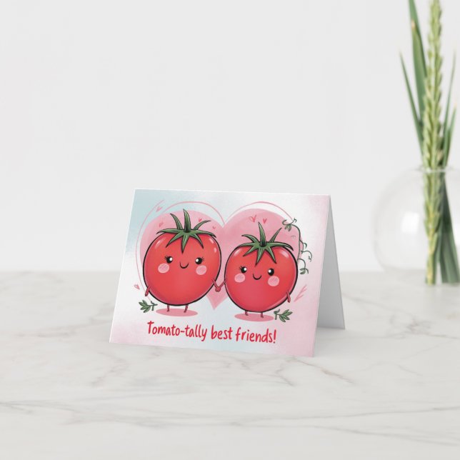 Cute Funny Tomato Pun Best Friend Happy Birthday Card (Front)