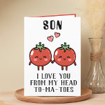 Cute Funny Tomato Pun Son Happy Birthday Thank You Card<br><div class="desc">Looking for a unique way to express your love and humour to your child? Our funny tomato pun greeting card is the perfect choice for your son on his birthday! Customize it by adding your own personal message.</div>