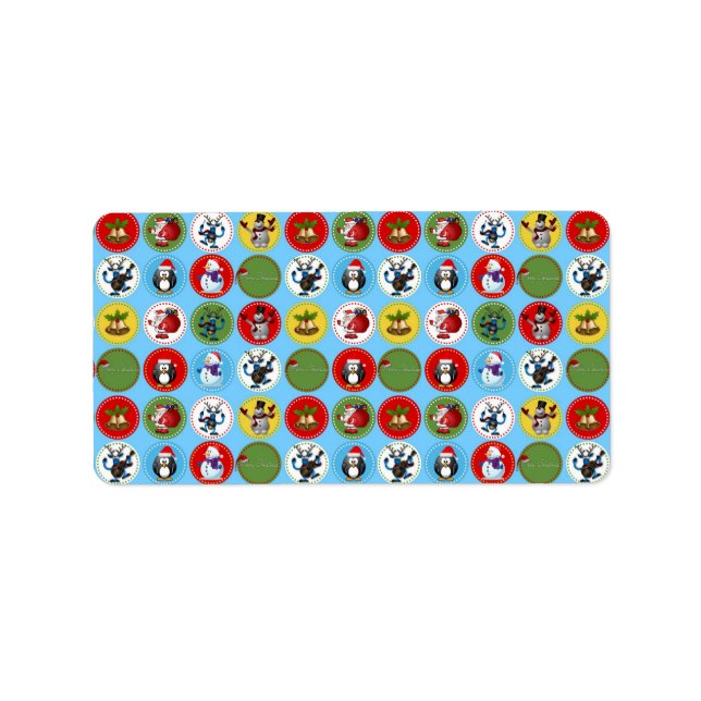 Cute funny trendy Christmas characters pattern Label (Front)