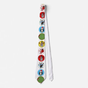 Cute funny trendy Christmas characters pattern Tie