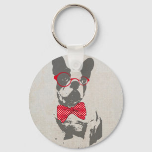 Cute funny trendy vintage animal French bulldog Keychain