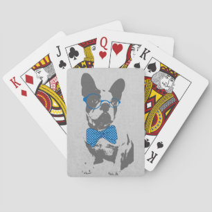 Cute funny trendy vintage animal French bulldog Playing Cards