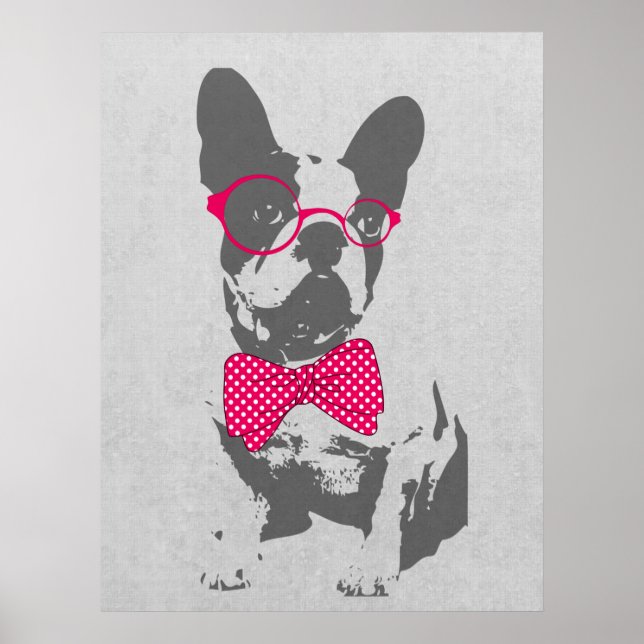 Cute funny trendy vintage animal French bulldog Poster (Front)