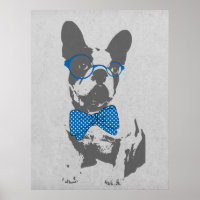 Cute funny trendy vintage animal French bulldog