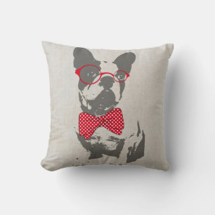 Cute funny trendy vintage animal French bulldog Throw Pillow