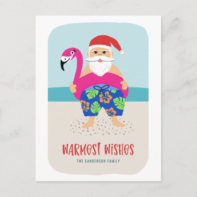 Cute Funny Tropical Beach Santa Christmas in July  Holiday Postcard (Front)