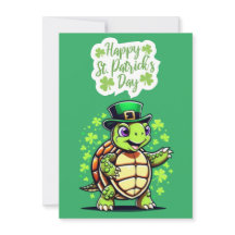 Cute Funny Turtle - Happy St Patrick's Day Card