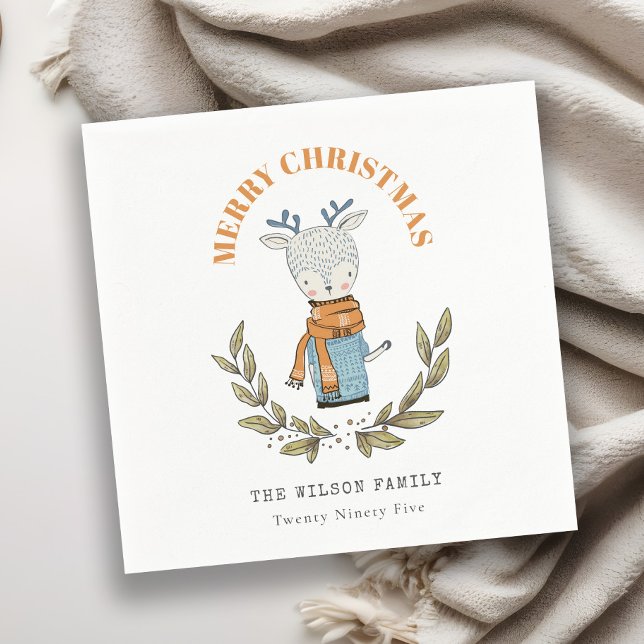 Cute Funny Ugly Sweater Leafy Reindeer Christmas Napkin (Creator Uploaded)