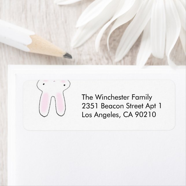 Cute funny upside down Easter bunny white address (Insitu)