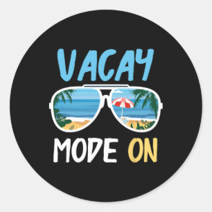Cute Funny Vacay Mode On Summer Family Vacation  Classic Round Sticker