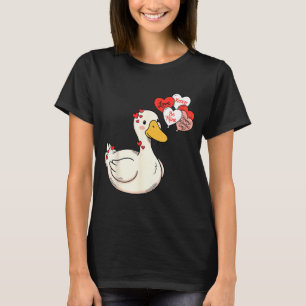 Cute Funny Valentine Silly Gooses Duck Love Matchi T-Shirt