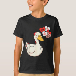 Cute Funny Valentine Silly Gooses Duck Love Matchi T-Shirt