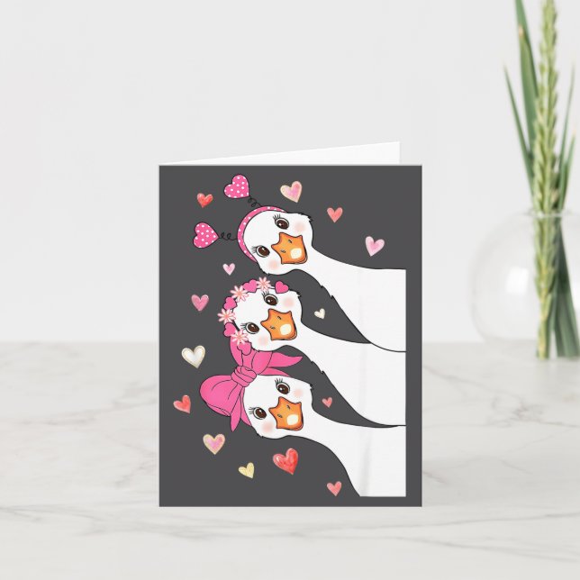 Cute Funny Valentine Silly Gooses Heart Love Match Card (Front)