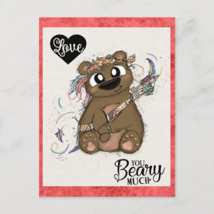 Cute Funny Valentines Day Bear Cupid Postcard