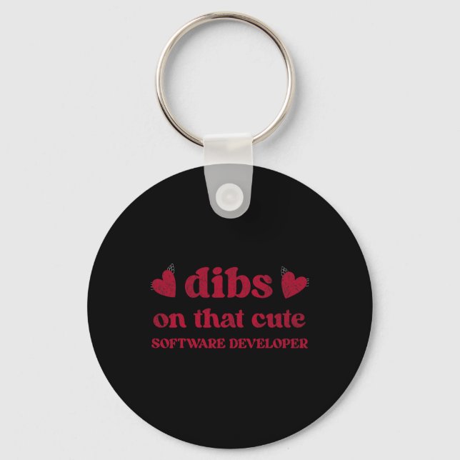 Cute Funny Valentine's Day Software Developer Wome Keychain (Front)