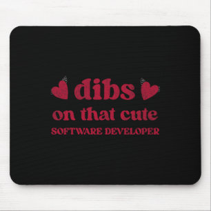 Cute Funny Valentine's Day Software Developer Wome Mouse Pad