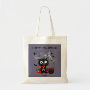 Cute Funny Vampire Kitten Halloween Trick or Treat Tote Bag