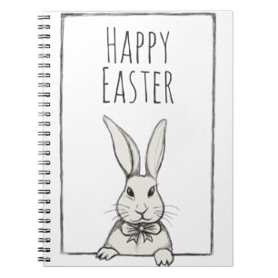 Cute Funny Vintage Happy Easter Bunny Personalized Notebook