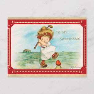Cute Funny Vintage Valentines Day Heart Postcard