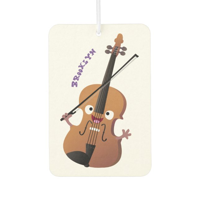 Cute funny violin musical cartoon character  air freshener (Front)