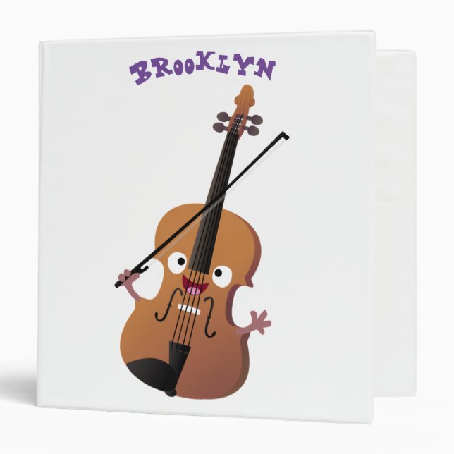 Cute funny violin musical cartoon character binder (Front/Inside)