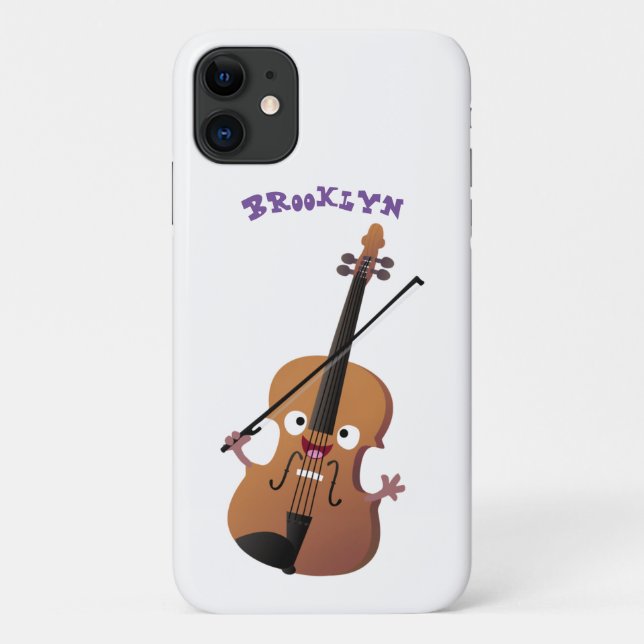 Cute funny violin musical cartoon character Case-Mate iPhone case (Back)