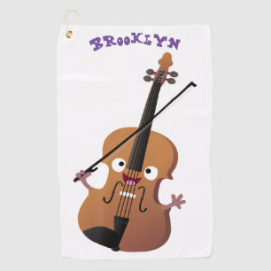 Cute funny violin musical cartoon character golf towel