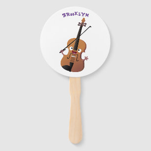 Cute funny violin musical cartoon character hand fan