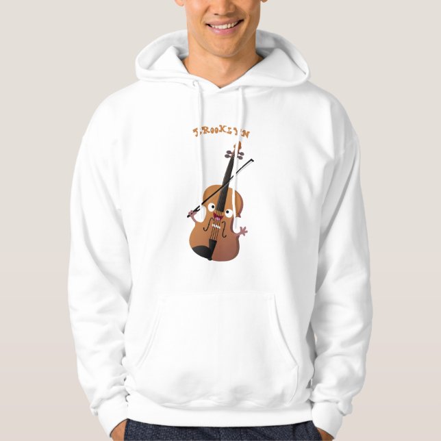 Cute funny violin musical cartoon character hoodie (Front)