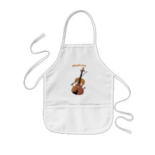 Cute funny violin musical cartoon character kids apron