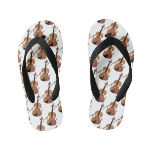 Cute funny violin musical cartoon character kid's flip flops