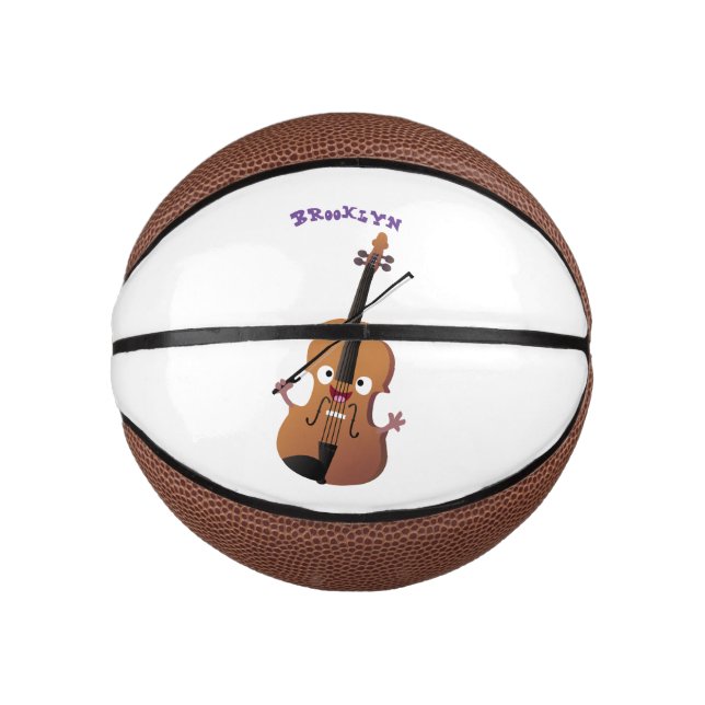 Cute funny violin musical cartoon character mini basketball (Front)