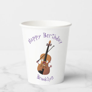Cute funny violin musical cartoon character  paper cups