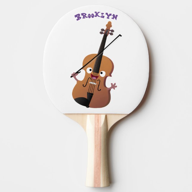 Cute funny violin musical cartoon character ping pong paddle (Front)