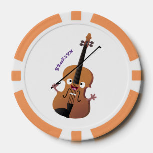 Cute funny violin musical cartoon character poker chips