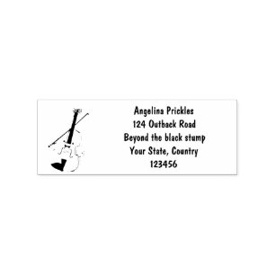 Cute funny violin musical cartoon character rubber stamp