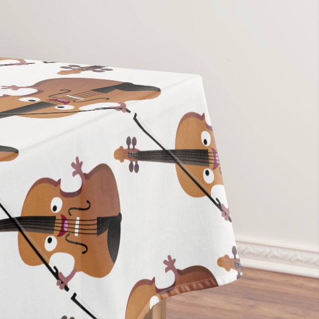 Cute funny violin musical cartoon character tablecloth (In Situ)