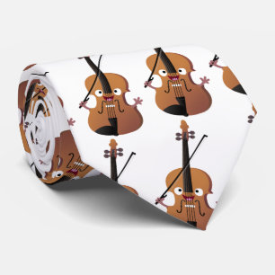 Cute funny violin musical cartoon character  tie