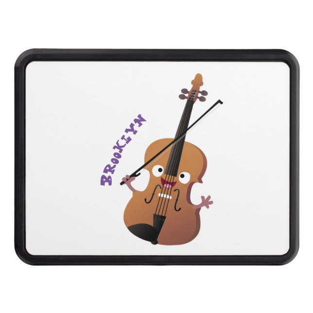 Cute funny violin musical cartoon character trailer hitch cover (Front)