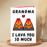 Cute Funny Volcano Lava Grandmother Happy Birthday Thank You Card<br><div class="desc">Looking for a unique way to express your love and humour to your grandparent? Our funny volcano lava greeting card is the perfect choice for your grandmother on her birthday! Customize it by adding your own personal message. Design features two happy volcanos and a red heart. Great for any grandma....</div>