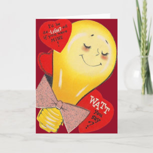 Cute Funny Weird Light Bulb Heart Valentine Holiday Card