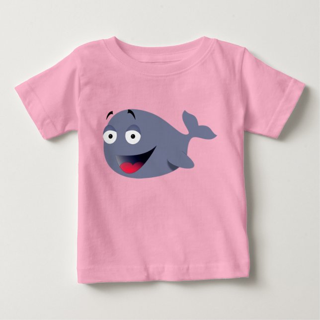 Cute Funny Whale Cartoon Drawing Baby T-Shirt (Front)