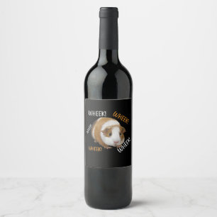 Cute & Funny Wheek - Guinea Pig Owner Cavy Lover Wine Label