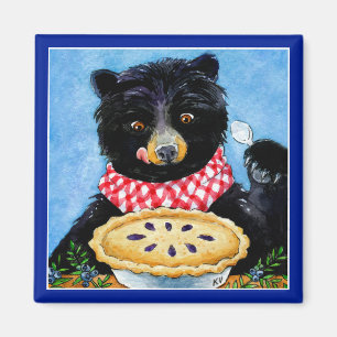Cute funny whimsical bear pie magnet