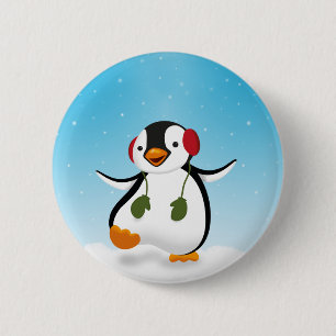 Cute Funny Winter Penguin 2 Inch Round Button